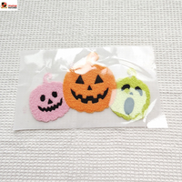 Transferts thermocollants DTF personnalisés en gros, motifs citrouille d'Halloween en chenille moelleuse, pour t-shirts et vêtements