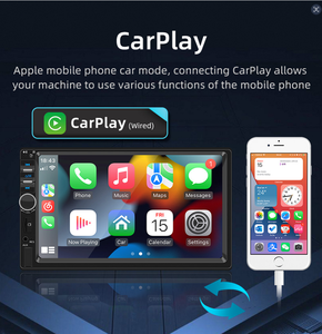 מערכת מולטימדיה לרכב מסך מגע כפול DIN עם נגן MP5, CarPlay אלחוטי, Android Auto ובלוטות' - Product Image 4