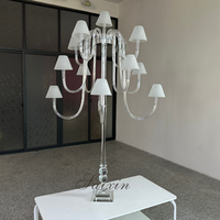 Saixin Luxe, Meilleure Vente : Centres de table de mariage, Lustre en cristal à 13 bras haut, avec abat-jour givré, pour décoration de table d'événement