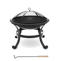 Table de foyer extérieur moderne au charbon de bois en acier Corten thermolaqué, portable et autoportante avec couvercle pour jardin, camping et fêtes