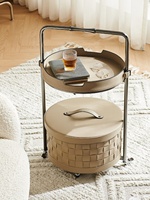 Table basse moderne en acier inoxydable, style luxe léger, en cuir de selle, mobile, petite table d'appoint et d'angle pour canapé