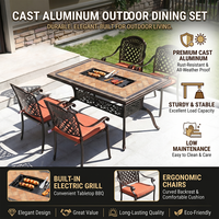 Table et chaises de barbecue coréen d'extérieur au design traditionnel durable, en alliage d'aluminium et céramique, étanches pour cour.