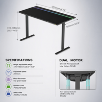 Bureau d'ordinateur moderne télescopique électrique à 3 niveaux AOR avec mémoire, design ergonomique, idéal pour le gaming