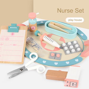 Enfants enfants semblant jouer en <span class=keywords><strong>bois</strong></span> maison de jeu jeu de rôle <span class=keywords><strong>chariot</strong></span> jouet médecin infirmière plateau médical ensemble jouets pour enfants - Product Image 1