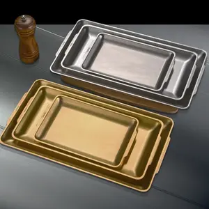 תבנית ברביקיו מלבנית מנירוסטה בצבע זהב וכסף, תבנית אפייה נון-סטיק ללחם - Product Image 6