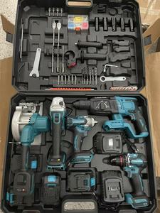 Juego de Herramientas Eléctricas Inalámbricas Recargables Profesionales: Taladro, Llave de Impacto, Martillo, Sierra de Mano y Herramientas Angulares - Product Image 4