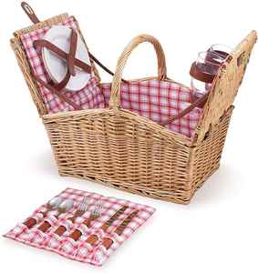 Factory Wholesale Hand-woven Wicker <b>Picnic</b> <b>Hamper</b> With Foldable Lid Multifunction High Capacity <b>Picnic</b> <b>Basket</b> With Lining - Product Image 2