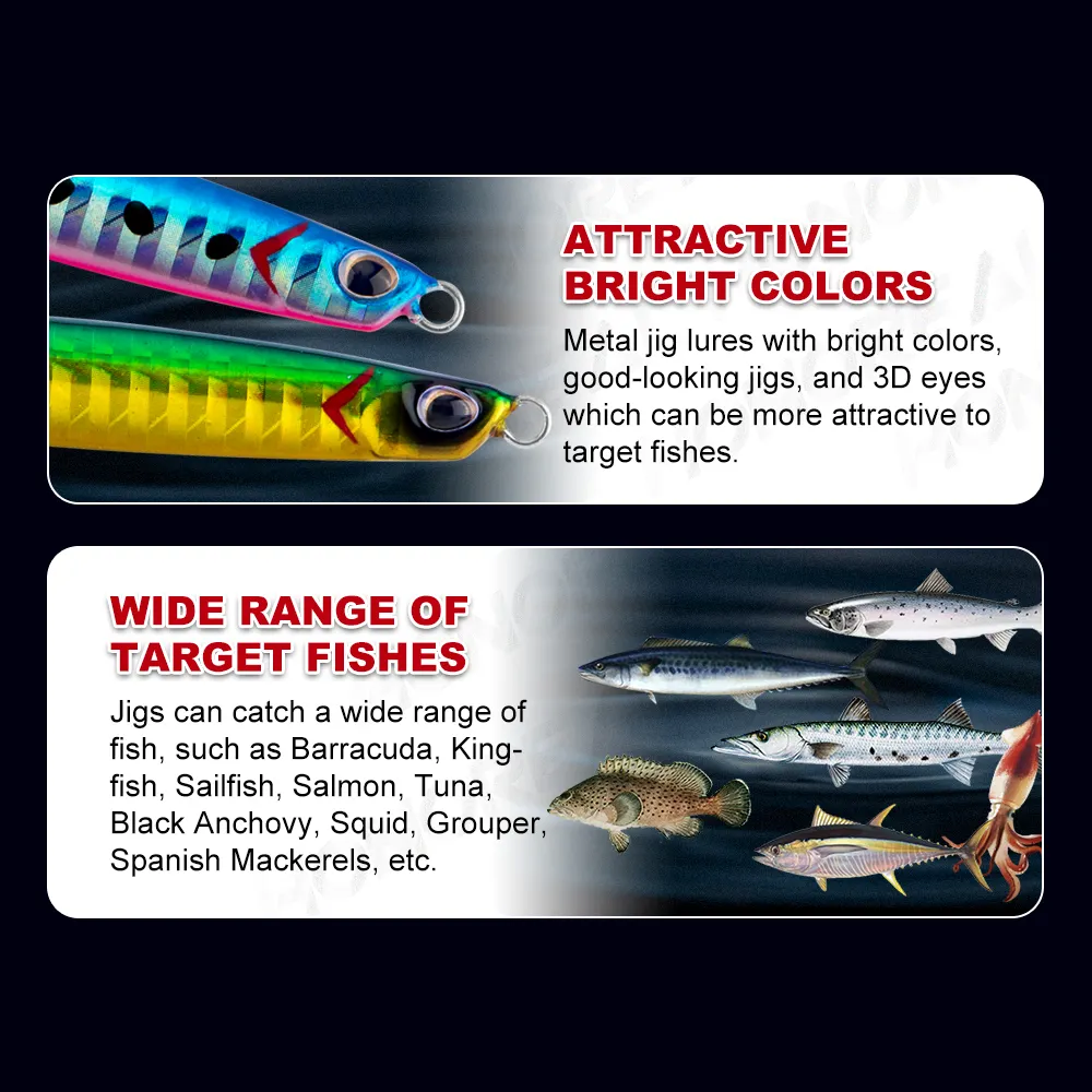 HONOREAL Wholesale UV Light Luminous Lead Jig Metal Jigging Lure 40g 60g For Saltwater Tuna Tailor Salmon King Fishing