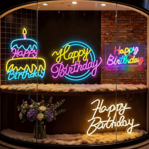 Encuentra Iconos Similares, Venta al por Mayor a Precio Económico, Envío Directo, Luces LED de Neón Personalizadas de Feliz Cumpleaños para Decoración de Eventos - Product Image 5