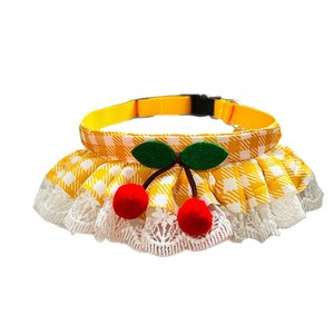 <b>Cute</b> Lace Pet <b>Collar</b> Red Checkered Cherry Design Small Medium Dogs <b>Cats</b> - Product Image 5