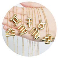 Femme élégante en laiton 12 pendentifs du zodiaque breloque chaîne en or tour de cou symbole astrologie colliers signe du zodiaque collier