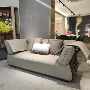 Sofá de cuero de lujo personalizable, sala de estar, moderno, minimalista, 1 + 2 + 4, combinación de sofá, muebles para el hogar, conjunto de sofá grande