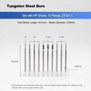 10 chiếc dụng cụ mài sứ răng bằng thép vonfram cacbua, khắc tinh xảo, bộ dụng cụ HP - Product Image 4