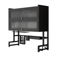 Égouttoir à vaisselle à 2 niveaux pour évier, armoire anti-poussière en acier au carbone avec porte, organisateur de rangement de cuisine multifonctionnel