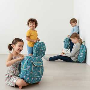 Bolsa Infantil Estampada, Bolsa de Mano Acolchada de Algodón con Estampado a Bloque, Bolsa Ligera Reutilizable para Viajes y Uso Diario, 18x14x8 - Product Image 4