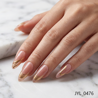 Faux ongles press-on dorés à la française, pré-collés, taille moyenne, 24 pièces pour femmes, salon et manucure DIY