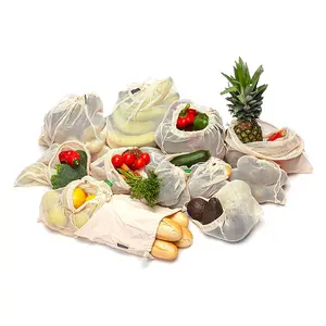 Toptan özel logo sıcak satış organik pamuk yeniden net çanta turuncu soğan file çanta sebze
