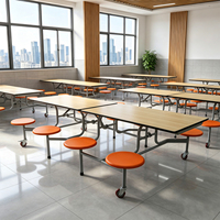 Meubles commerciaux, table et chaises pliantes en bois, ensemble de 8 places, bordure en MDF PU de 1,8 cm, pour l'école, le restaurant, l'extérieur