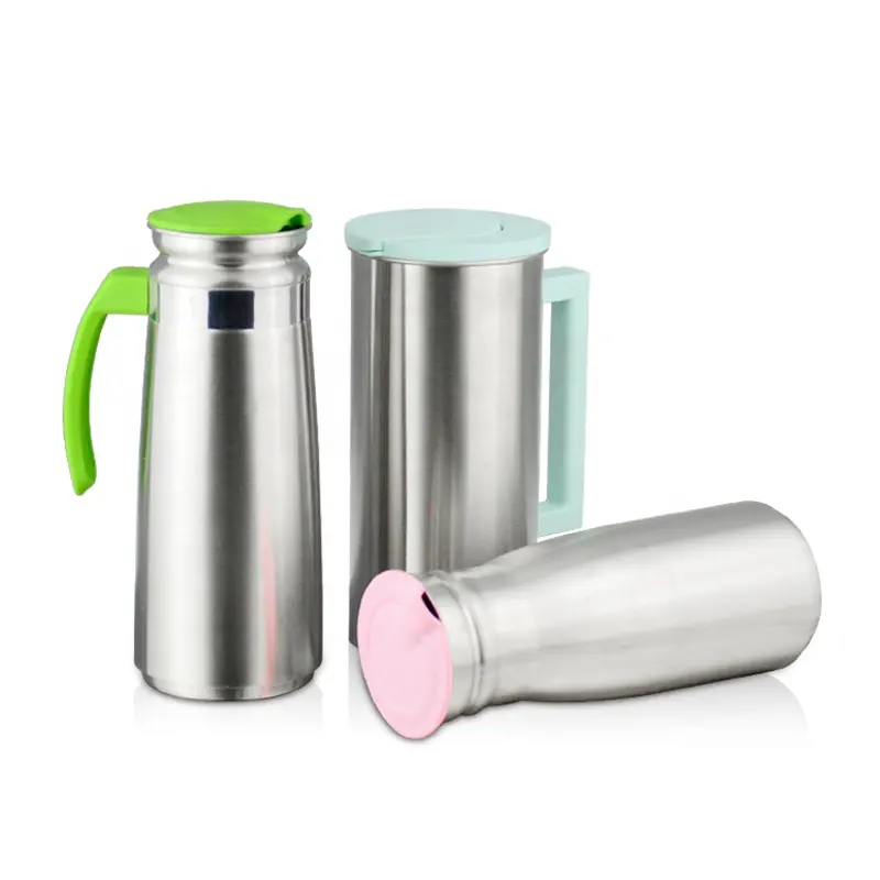 Bulk Factory Price Korean Style Drinking Ice Pitcher Pot Stainless Steel Milk Cooler Water Jug with Pouring Lids