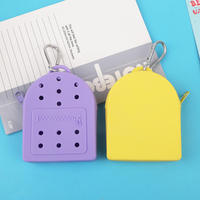 Porte-monnaie unisexe en silicone avec fermeture éclair, personnalisable, portable, pour usage quotidien, avec motif ajouré, pochette de rangement courte avec porte-clés