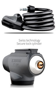 Serrure de vélo en fil d'acier <span class=keywords><strong>fiable</strong></span> ETOOK Serrure de câble de vélo 1000mm/1500mm avec revêtement en PVC - Product Image 5