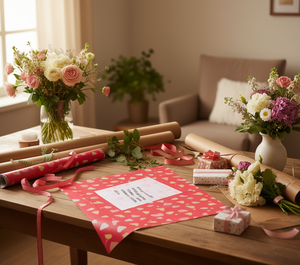 Korean <b>Paper</b> <b>Wrapping</b> <b>Paper</b> 57x57 Cm Heart Pattern For Gifts Flowers Crafts 20 Pieces - Product Image 2