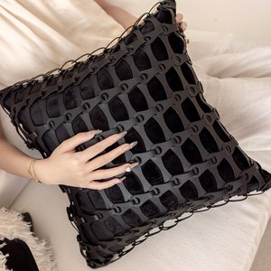 Hôtel de luxe europé<span class=keywords><strong>en</strong></span> Design célèbre nouveau canapé taie d'oreiller créatif noir blanc motif géométrique tissé oreiller décoratif - Product Image 4