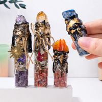 Bouteille à Vœux DIY Faite à la Main en Cristal Naturel, Décoration avec Éclats de Pierres Arc-en-ciel, Flacon de Rituel de Recharge, Artisanat Sorcier, Méditation Spirituelle