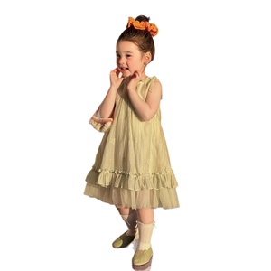 Vestito Estivo <span class=keywords><strong>per</strong></span> Bambine in Chiffon a Doppio Filato Lavorato <span class=keywords><strong>all</strong></span>'<span class=keywords><strong>Uncinetto</strong></span>, Stile Coreano Dolce Principessa, Novità 2026 - Product Image 5