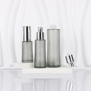 30ml 50ml 110ml 120ml Luxury Skincare Glass Packaging Bottle Customized Gray Transparent Cosmetics Container Empty With Pump Cap - Product Image 2