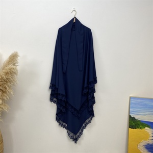 2306 #   Nouveau Khimar de prière en tissu Nida monocouche avec bordure en dentelle, col et 4 ceintures, pour femmes modestes, idéal pour l'Aïd, 13 couleurs - Product Image 3