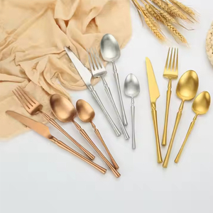 Wholesale Reusable Custom Luxury Wedding Spoon Fork Stainless Steel Golden Cutlery Flatware Sets - Product Image 1