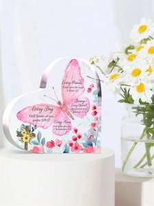 1 pezzo regalo acrilico, biblico e motivazionale versetto decorazione a forma di cuore per la donna. Compleanno donne fedeli, targa segno stanza - Product Image 3