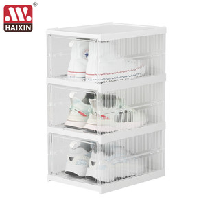 Acrylic Storage Box Haixin Acrylic Sneakers Transparent Clear Sneakers Stackable Organizer Plastic Shoe Storage Box For Home Household