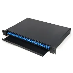 Good Quality and Price 19&#39;&#39; 1U ODF 24 Port SC Fiber Optic Patch Panel Distribution Terminal Box Black