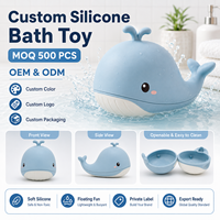 Jouet de bain en silicone en forme de dauphin, ouvrable et facile à nettoyer, jouet flottant sûr pour bébé, anti-moisissure, structure en deux parties, jouet de douche