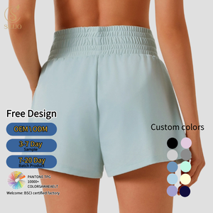 Pantaloncini Sportivi da <span class=keywords><strong>Donna</strong></span> <span class=keywords><strong>in</strong></span> Spandex, Traspiranti, Asciugatura Rapida, <span class=keywords><strong>con</strong></span> Tasche, per Yoga, Palestra, Fitness e Corsa - Product Image 2