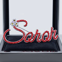 Broche personnalisée OEM avec logo, lettres grecques, souvenirs universitaires, strass et cristaux, bleu et blanc, pour sororité