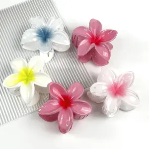 女性と女の子のための新しい色の花の形をしたプラスチック製のジョークリップ証明書付きの花の髪の爪クリップ、E-Jブランドとしての品質