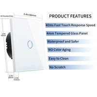 Bingoelec Interrupteur Tactile Intelligent Maison Intelligente, 500W, 1/2/3/4 Gang, Filaire Unique, Norme Européenne, pour Lumière Murale