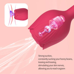 Vibratore Clitorideo Ricaricabile USB con 10 Frequenze di Vibrazione, Silicone Morbido, Rotazione a 360°, Forma di Rosa - Product Image 3