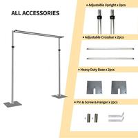 Support de rideau double barre croisée Royal Diamond, tringle à draperie réglable en aluminium pour événements de mariage intérieurs/extérieurs