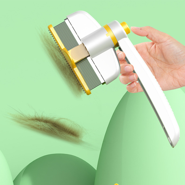 Stainless Steel Self-Cleaning Deshedding Cat Dog Hair Removal Brush Eco-Friendly Pet Grooming Slicker with Release Button