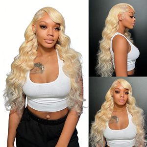 Parrucca Bionda <span class=keywords><strong>Oro</strong></span> Brasiliana da 30 Pollici con Onde Profonde e Frontale in Pizzo - Product Image 1