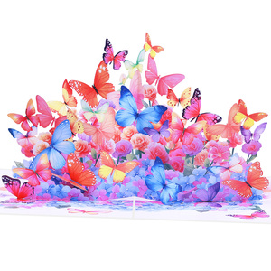 Biglietti d'<span class=keywords><strong>Auguri</strong></span> 3D Pop-Up Creativi Ecologici di Alta Qualità per San Valentino <span class=keywords><strong>e</strong></span> Festa della Mamma con Farfalle - Product Image 1