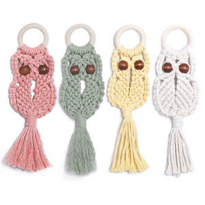 Colgante de búho de cuerda de algodón hecho a mano, adorno de estrella de macramé para decoración del hogar, decoración colgante para sala de estar - Product Image 4