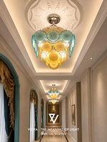 Lustre créatif en verre à bulles, lampe suspendue artistique multicolore pour hall d'hôtel, décoration de la maison