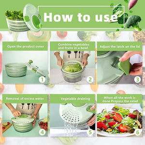 <span class=keywords><strong>Essoreuse</strong></span> à <span class=keywords><strong>salade</strong></span> manuelle en plastique Itchen, capacité 4L, lames en acier inoxydable, outil écologique pour fruits et légumes - Product Image 6