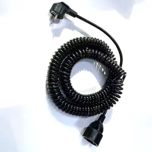 Kabel Daya kabel spiral eu dengan steker/soket pelindung untuk peralatan