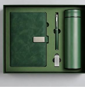 PU Leather Notebook Gift Sets With Bottle Customizable Luxury A5 Diary <b>Note</b> <b>Book</b> Gift Box With Pen and USB - Product Image 1
